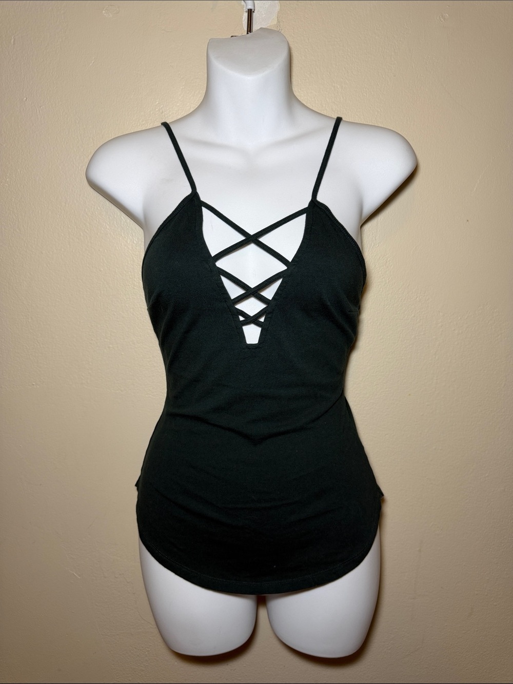 Express Black Crisscross Front Spaghetti Strap Tank